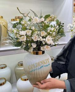 گلدان دکوری مدل نیلوفری خطدار گلدان بلوری گلدان دگوری گلدان شیشه ای