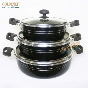 تابه دو دسته زنبوری 3تایی دربدار و بدون درب